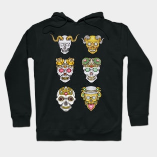 Skull head fancy art set witn gems diamond silver and gold design. Hoodie